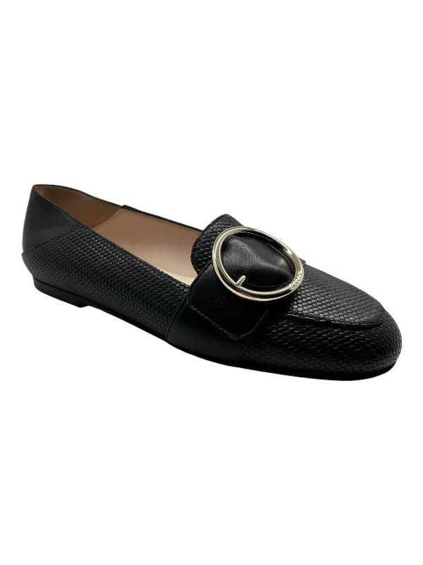 Bally Clariska 6301228 Women's Black Embossed Leather Flats