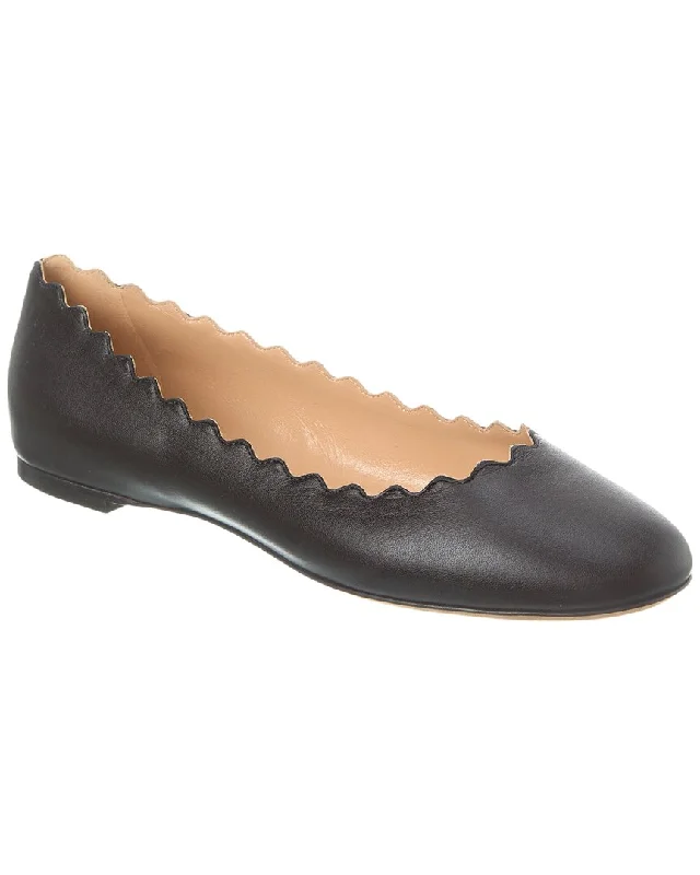 Chloe Lauren Scalloped Leather Ballerina Flat