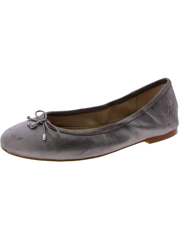 Felicia  Womens Leather Bow Ballet Flats