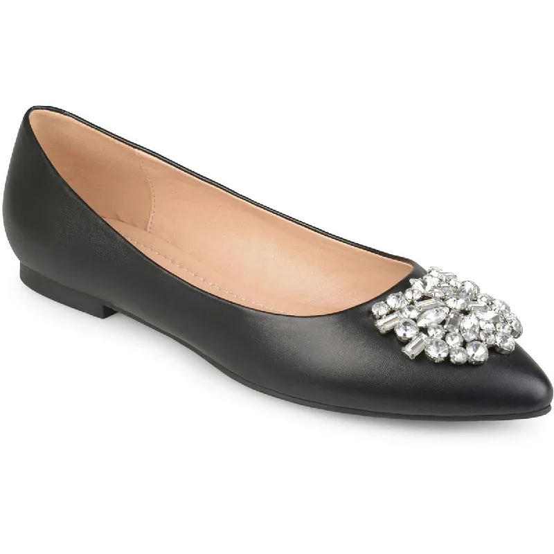 Journee Collection Womens Renzo Faux Leather Embellished Flats Shoes