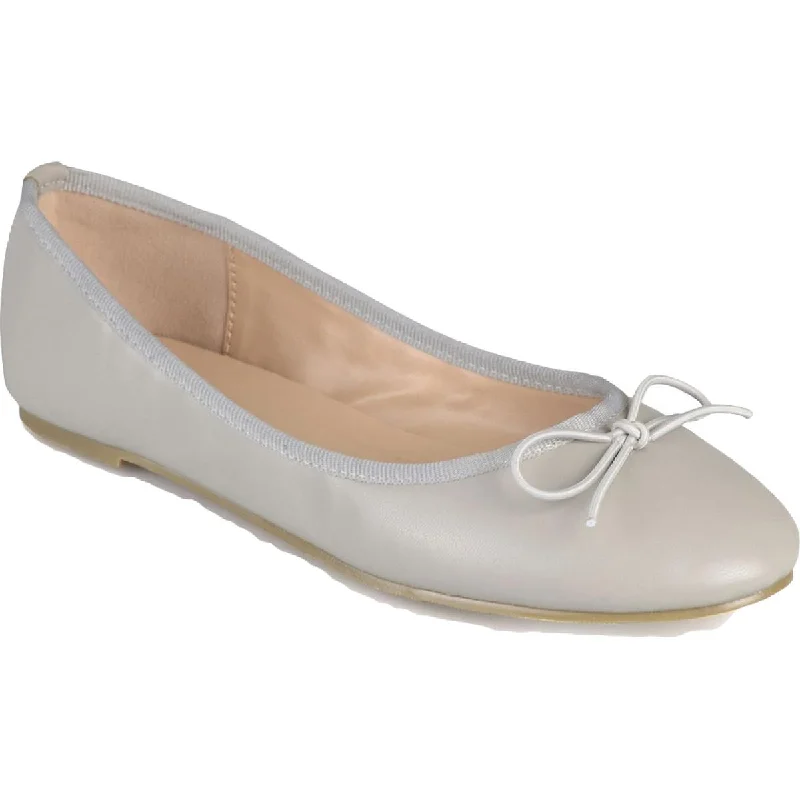 Journee Collection Womens Vika Faux Leather Slip On Ballet Flats