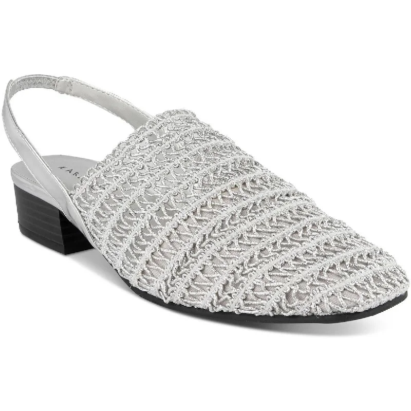 Karen Scott Womens Carlton Crochet Stacked Heel Slingback Sandals