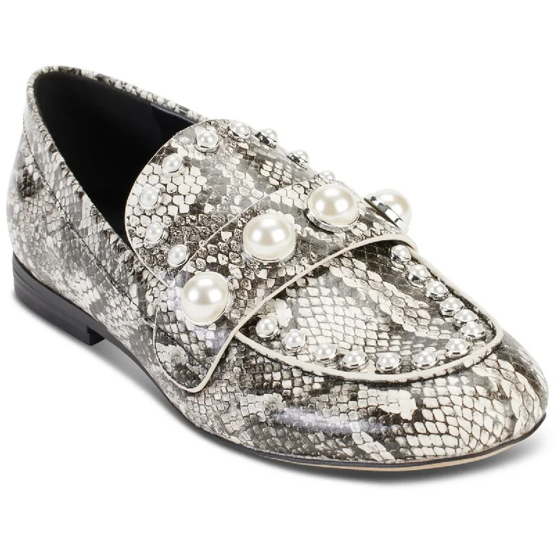 Karl Lagerfeld Paris Womens Avah Studs Jeweled Snake Print Loafers