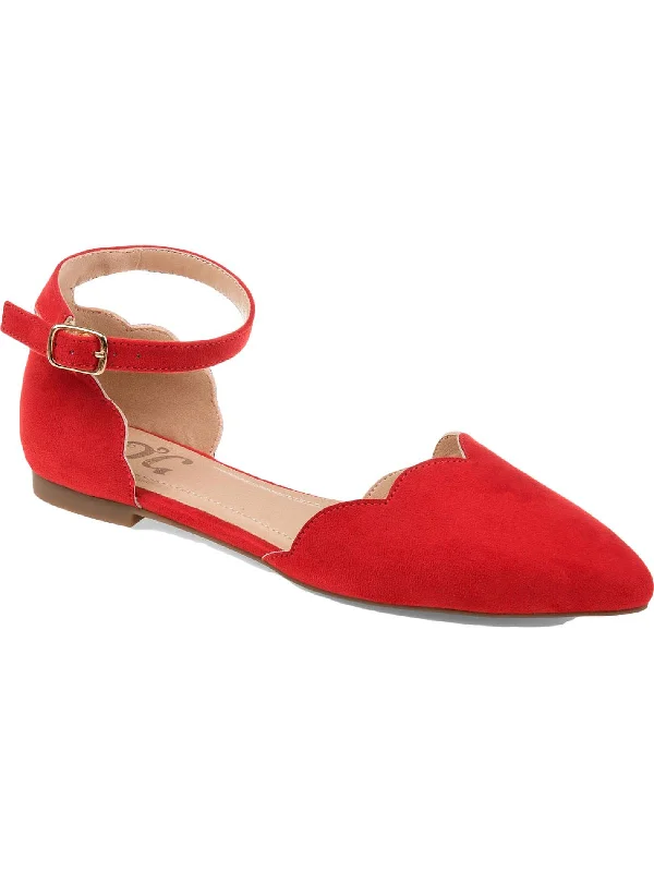 Lana Womens Faux Suede Scalloped Flats