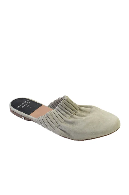 Laurence Dacade Womens Slip On Round Toe Mules Gray Suede