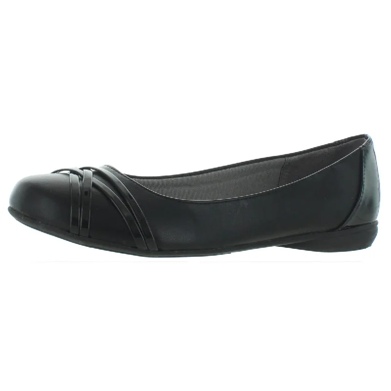 LifeStride Womens Aliza Faux Leather Slip On Ballet Flats