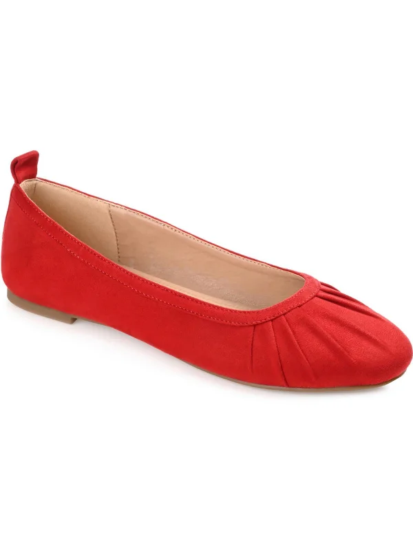 Tanya Womens Faux Suede Slip-On Ballet Flats