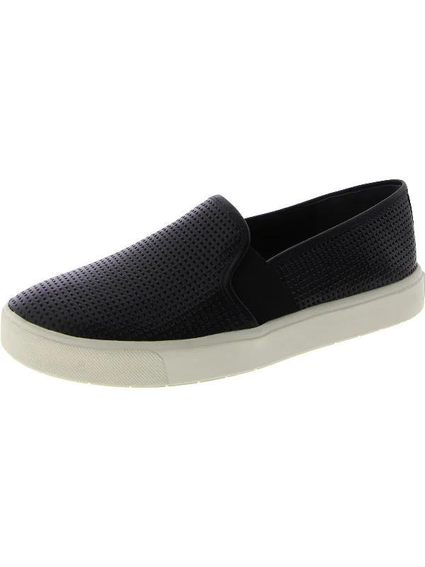 Womens Faux Leather Textured Slip-On Sneakers