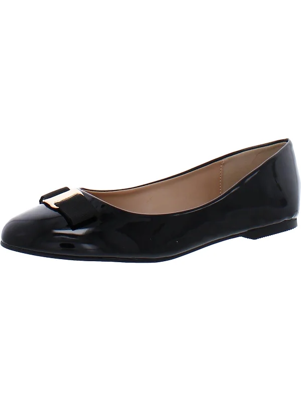 Womens Patent Round Toe Ballet Flats