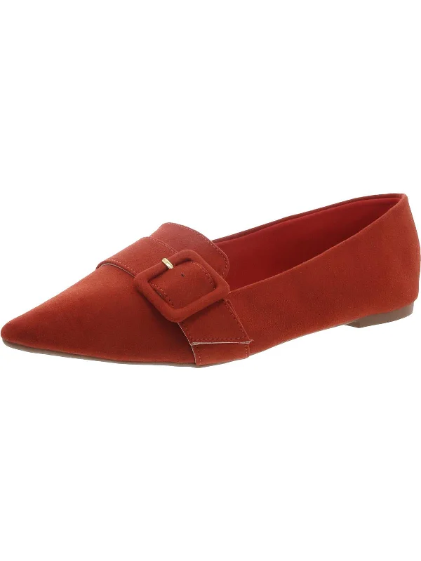 Womens Suede Buckle Ballet Flats